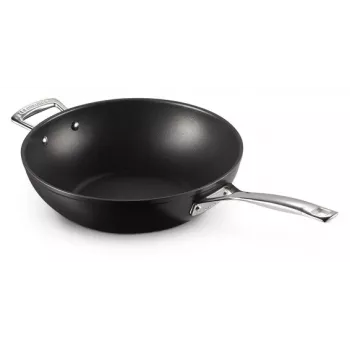 Le Creuset Wok antiaderente Toughened Non-Stick 30 cm preto/prateado