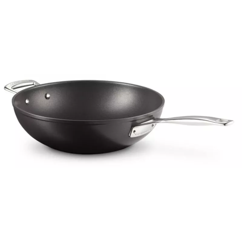 Le Creuset Wok antiaderente Toughened Non-Stick 30 cm preto/prateado