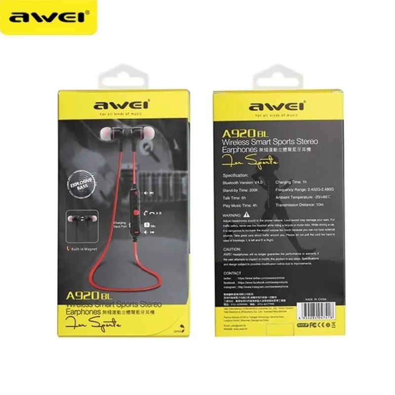 Auscultadores Bluetooth estéreo A920BL preto