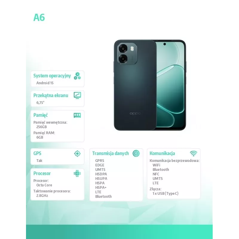 Oppo SMARTPHONE A6 6.75 – Telemóvel – 256 GB