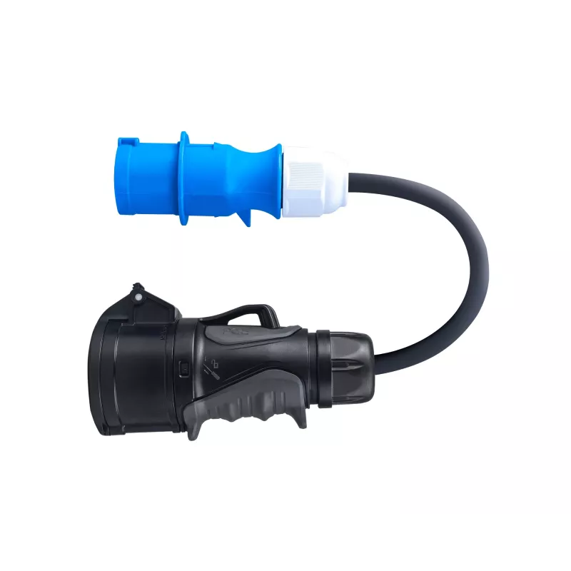Adaptador de conector fêmea CEE vermelho 16A 400V de 5 polos para CEE azul 16A 230V 3P