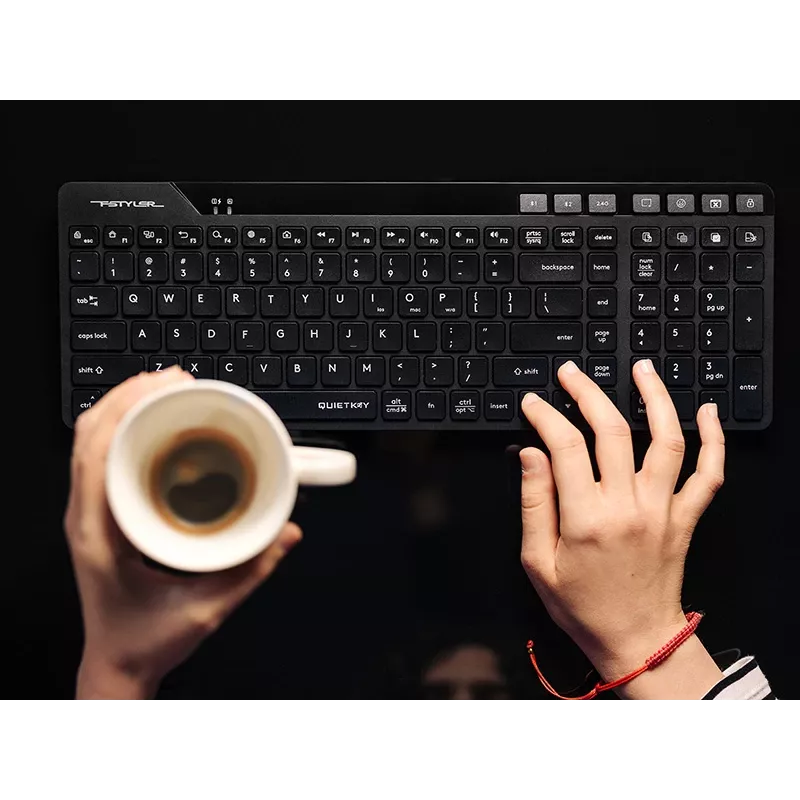 A4Tech Fstyler FBK27C AS Teclado silencioso 2,4GHz+BT, preto