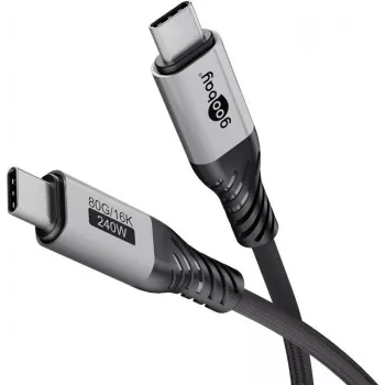 Cabo USB-C Goobay, USB4 versão 2.0, 1 m, preto, prateado (74775)