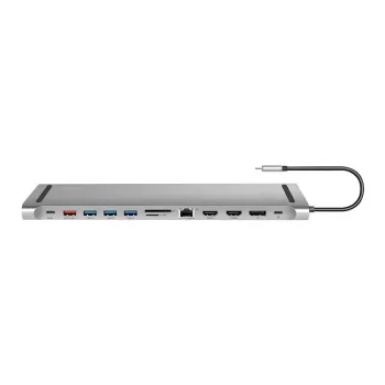 Docking station USB3.2 USB-C, 12 portas, PD