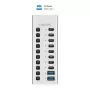 Hub USB3.2 Gen1 10 portas USB-A/C, interruptor on/off