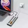 Hub USB3.2 Gen1 10 portas USB-A/C, interruptor on/off