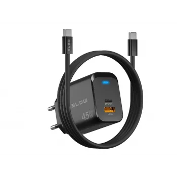 Carregador de parede USB-A USB-C PD 45W + cabo
