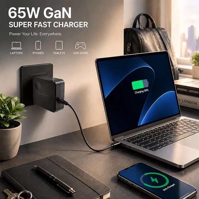 Carregador GaN 65W USB C PD PPS 5V 21V 3A 3.25A