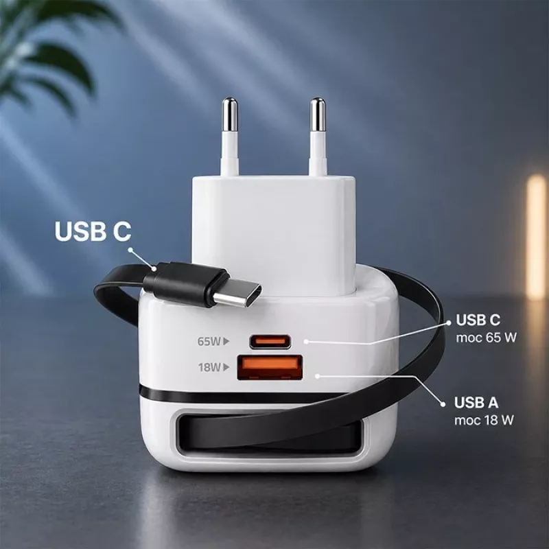 Carregador USB-C 65W GaN PPS 5V 20V 3A 3,25A