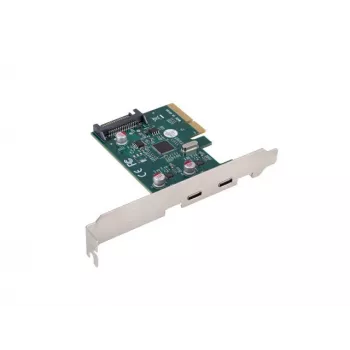 Placa de rede PCI Express x1 -> 2x USB-C 3.2 Gen 2x1 LED Low Profile