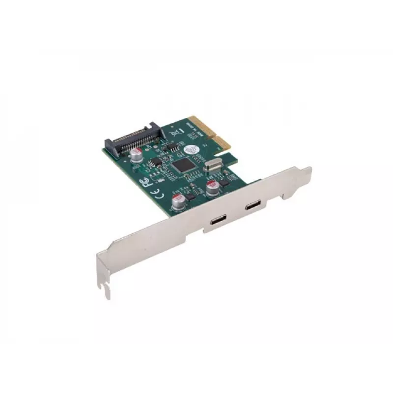Placa de rede PCI Express x1 -> 2x USB-C 3.2 Gen 2x1 LED Low Profile