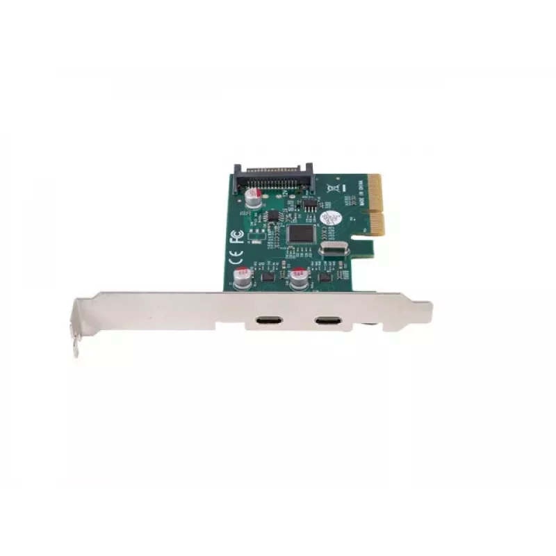 Placa de rede PCI Express x1 -> 2x USB-C 3.2 Gen 2x1 LED Low Profile
