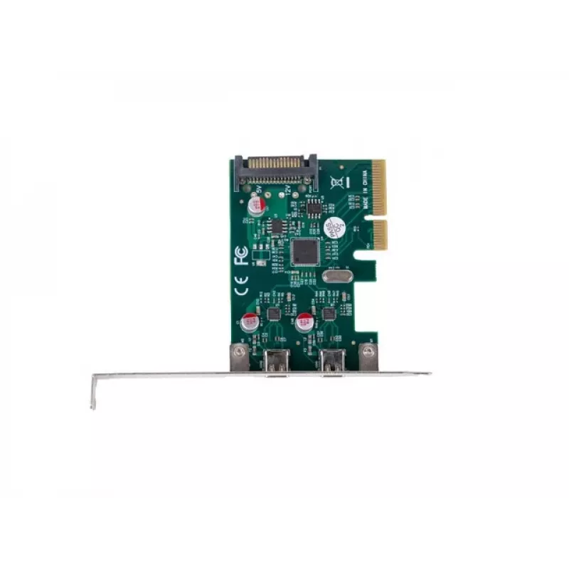 Placa de rede PCI Express x1 -> 2x USB-C 3.2 Gen 2x1 LED Low Profile