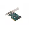 Placa de rede PCI Express x1 -> 2x USB-C 3.2 Gen 2x1 LED Low Profile