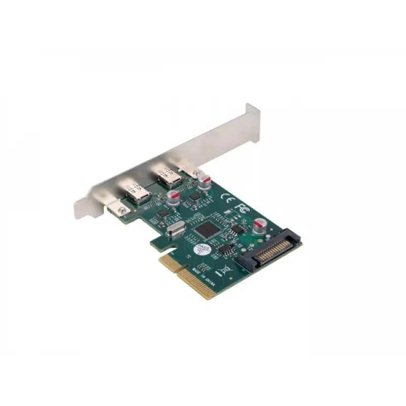 Placa de rede PCI Express x1 -> 2x USB-C 3.2 Gen 2x1 LED Low Profile