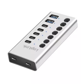 Hub USB 3.2 Gen1 7 portas USB-A/C, interruptor on/off