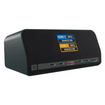 DockingStation 11 em 1 com portas de carregamento Power Delivery e grande ecrã LCD, com adaptador de carregamento GaN 160 W