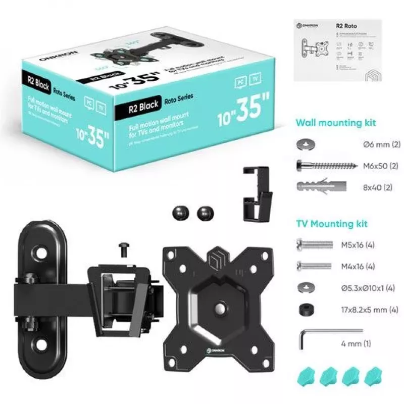 Suporte de parede para TV /10-35/SCHWARZ R2-B Onkron