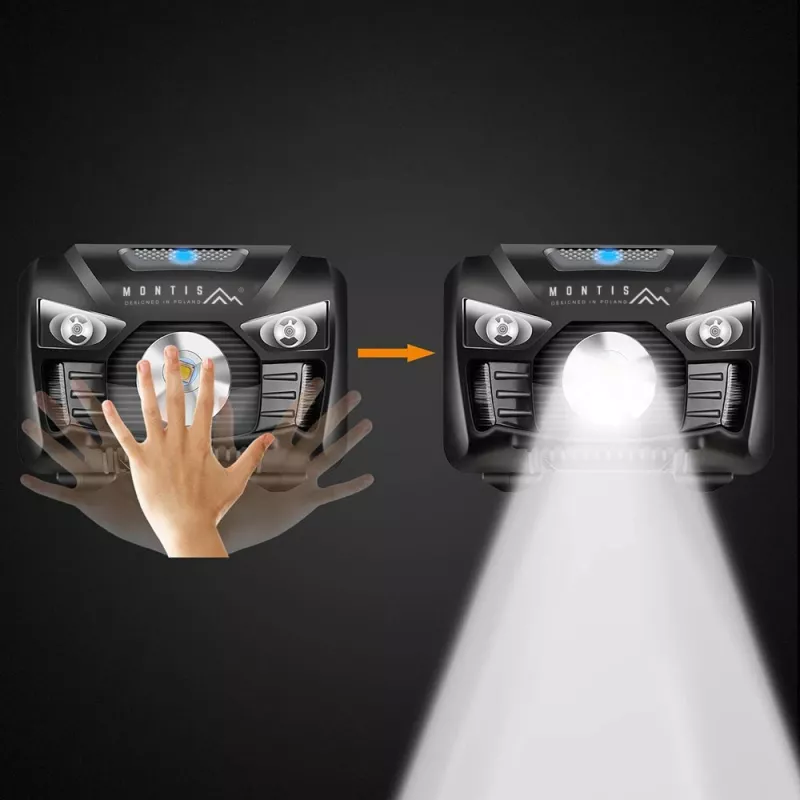 Lanterna de cabeça com sensor Montis MT001 preta LED