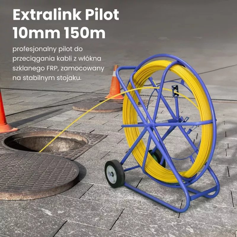 Puxa-cabos Extralink Pilot 10 mm 150 m fibra de vidro FRP, d. 10 mm, c. 150 m, amarelo