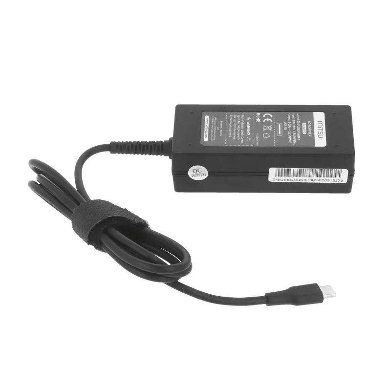 Fonte de alimentação para portátil 45W USB-C 5V-9V-12V-15V/3A, 20V/2,25A PD
