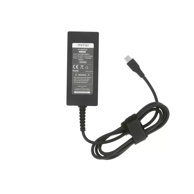 Fonte de alimentação para portátil 45W USB-C 5V-9V-12V-15V/3A, 20V/2,25A PD