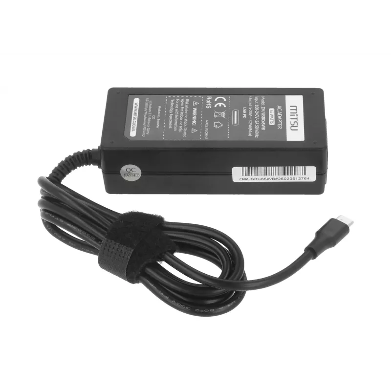 Fonte de alimentação para portátil 65W USB-C 5V-9V-12V-15V-20V/3A, 20V/3,25A PD