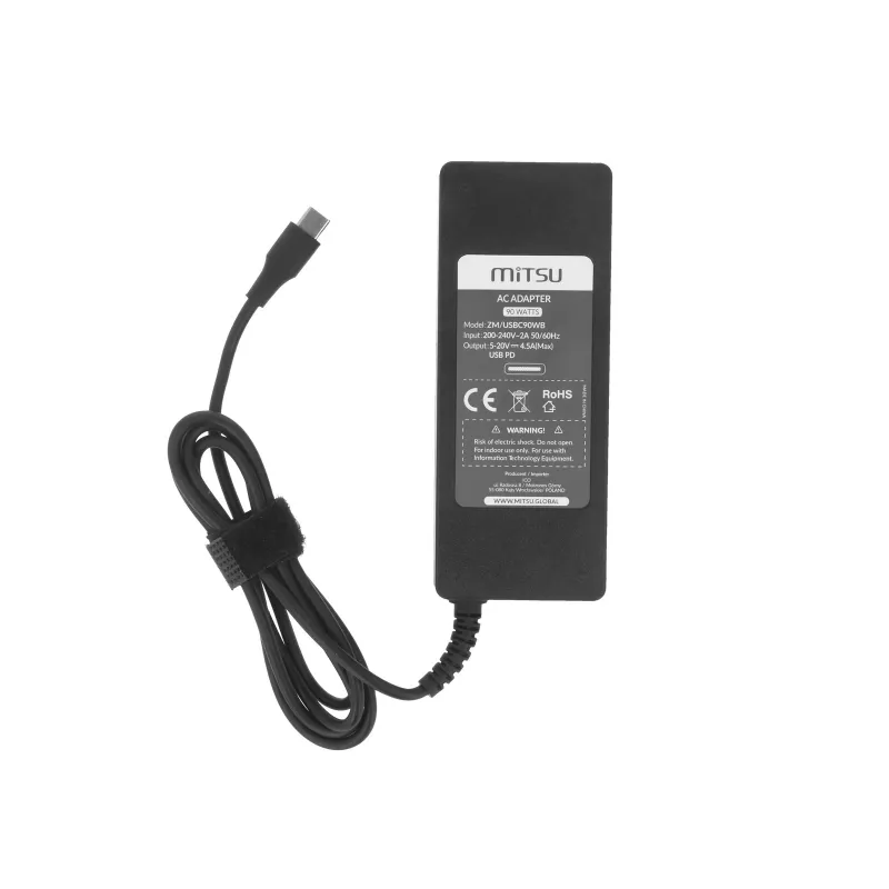 Fonte de alimentação para portátil 90W USB-C 5V-9V-12V-15V/3A, 20V/4.5A PD
