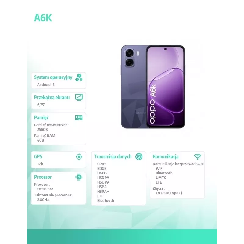 Smartphone A6k 4G 4/256GB CPH2891 violeta escuro