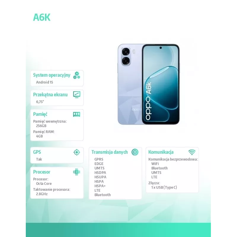 Smartphone A6k 4G 4/256GB CPH2891 violeta claro