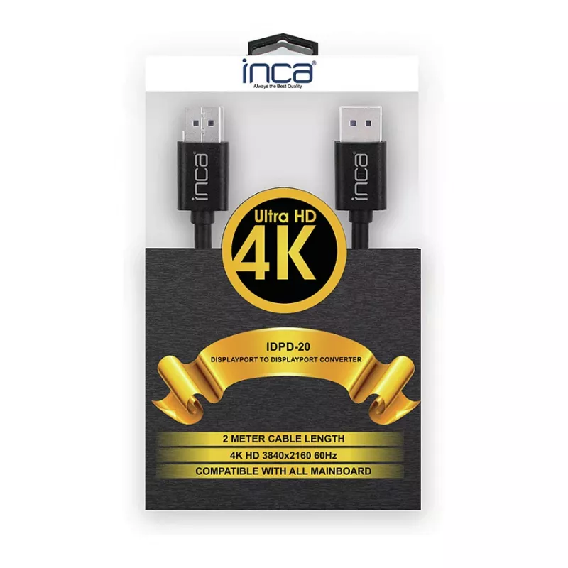 Cabo DisplayPort INCA IDPD-20 DP > DP; 4K60Hz; 2,0m Retail