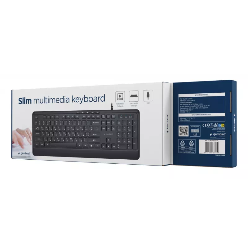 Teclado Multimédia USB CYRILL/PretO KB-MCH-05-CYRL Gembird