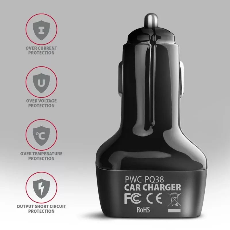 Carregador de automóvel AXAGON PWC-PQ38 38W 2x Porta USB-A+C