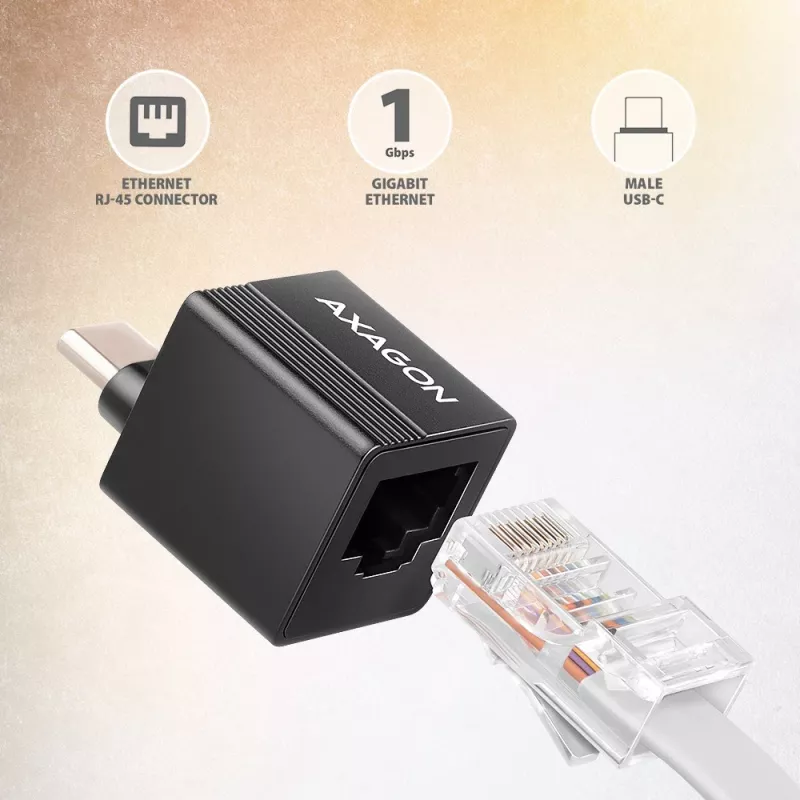 AXAGON ADE-MINIC USB-C 3.2 Gen 1 Mini adaptador Gigabit Ethernet, preto