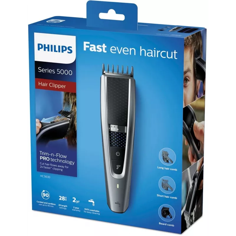 Máquina de cortar cabelo Philips HC5630/15 Series 5000, preto/prateado