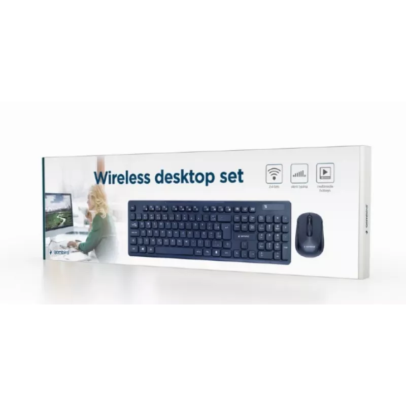 Conjunto de teclado e rato sem fios Gembird KBS-WCH-03, preto