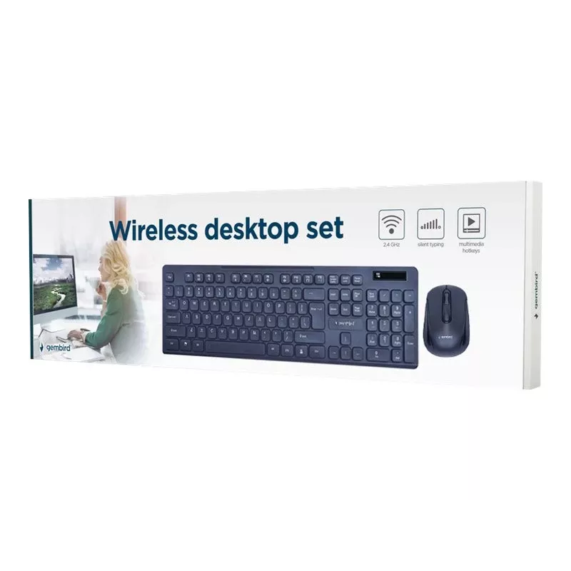 Conjunto de teclado e rato sem fios Gembird KBS-WCH-03, preto