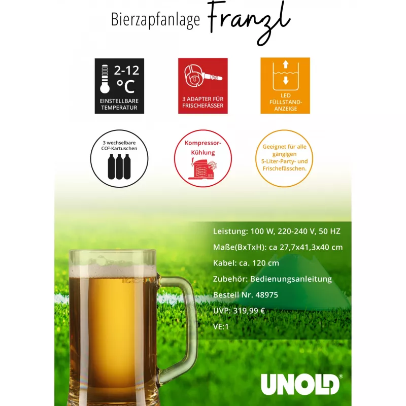 Sistema de tiragem de cerveja Unold Franzl 5 L