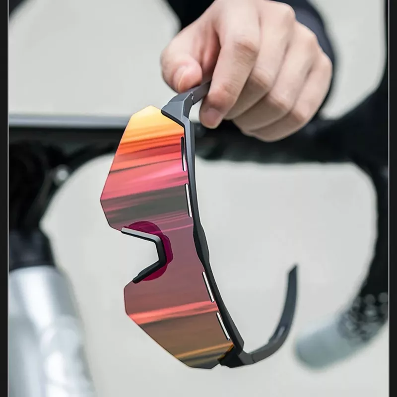 Óculos de ciclismo polarizados Rockbros 189114 com proteção UV e suporte para lentes graduadas, cinzentos