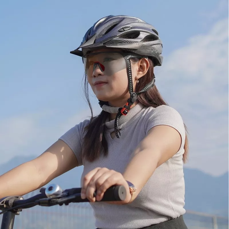 Óculos de ciclismo polarizados Rockbros 189114 com proteção UV e suporte para lentes graduadas, cinzentos