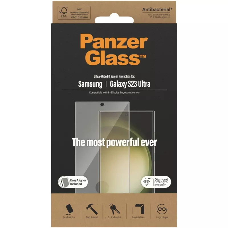Proteção de ecrã PanzerGlass Ultra-Wide Fit Sam S23 Ultra S918 7317 com aplicador