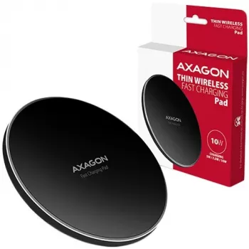 AXAGON WDC-P10T base de carregamento rápido sem fios fina, Qi 5/7,5/10 W, Micro-USB