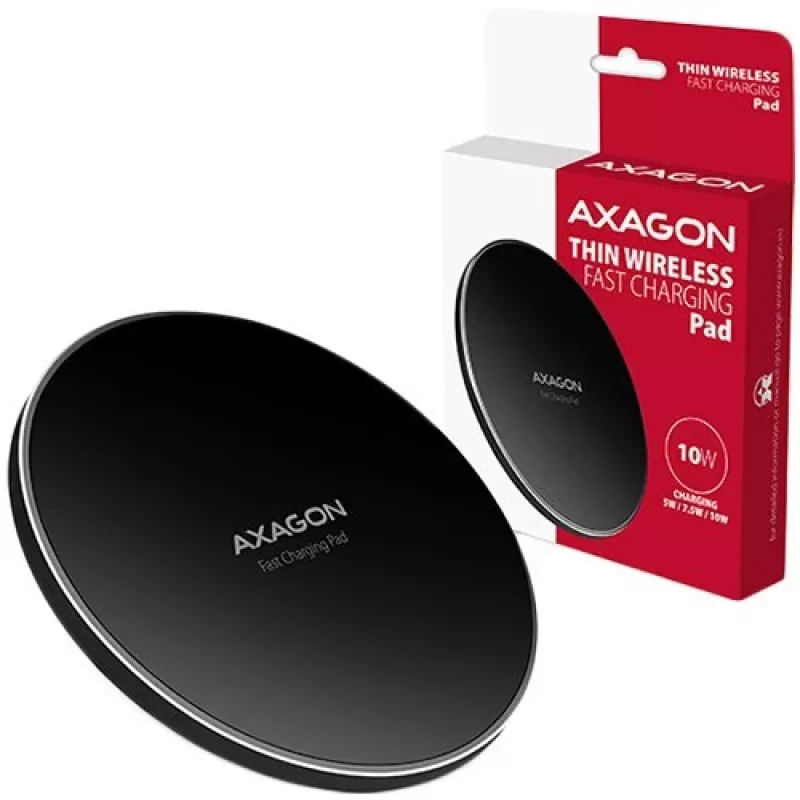 AXAGON WDC-P10T base de carregamento rápido sem fios fina, Qi 5/7,5/10 W, Micro-USB