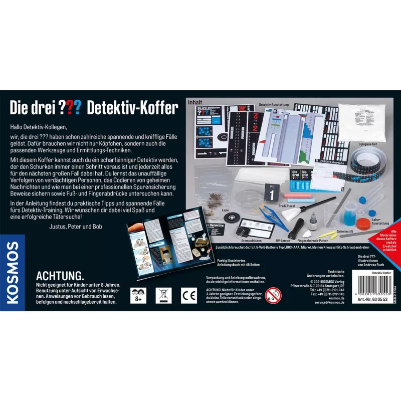 Os três ??? Mala de detetive, conjuntos de detetive equipamento completo para jovens detetives