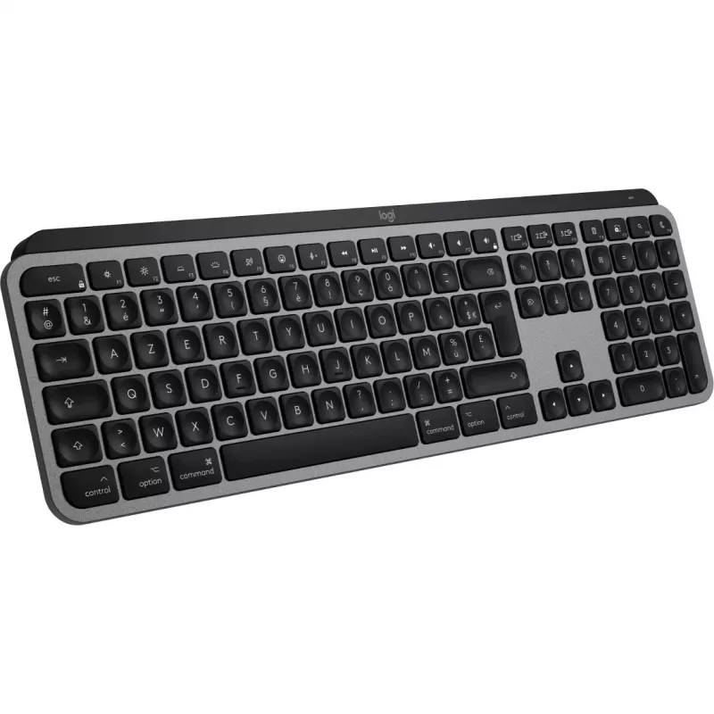 Logitech Master Series MX Keys S para Mac - Teclado - Formato completo - retroiluminado - sem fios - Bluetooth LE - AZERTY - Francês - Cinzento espacial (920-011625)