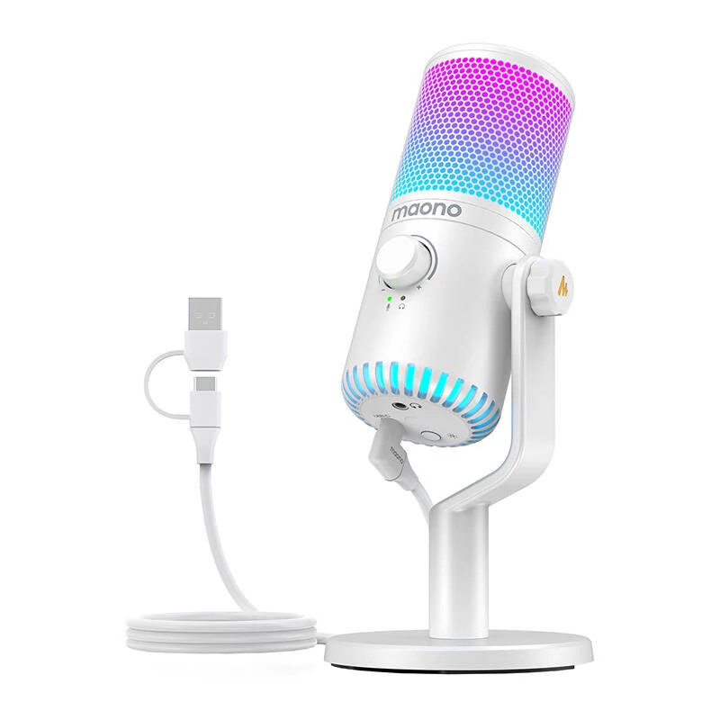 Microfone Gaming Maono DM30RGB (branco)