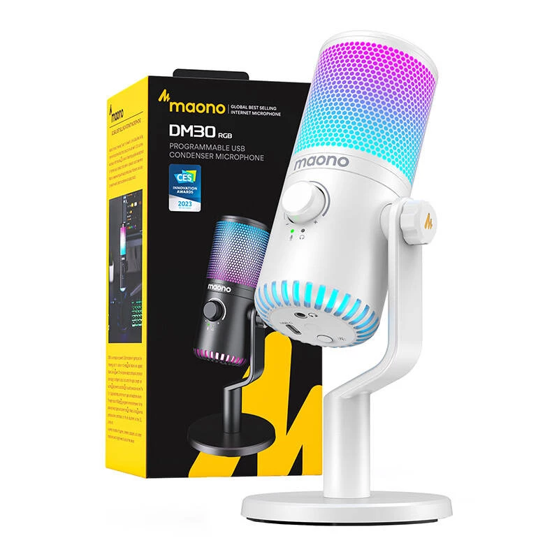 Microfone Gaming Maono DM30RGB (branco)