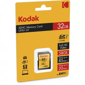 Kodak – Cartão de Memória Flash – 32 GB – UHS-I U1 / Class10 – 580x – SDHC UHS-I (EKMSD32GHC10K)
