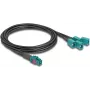 DeLOCK 90118 Cabo Coaxial 1 m Mini FAKRA Z 4 x FAKRA Z Preto - Azul (90118)