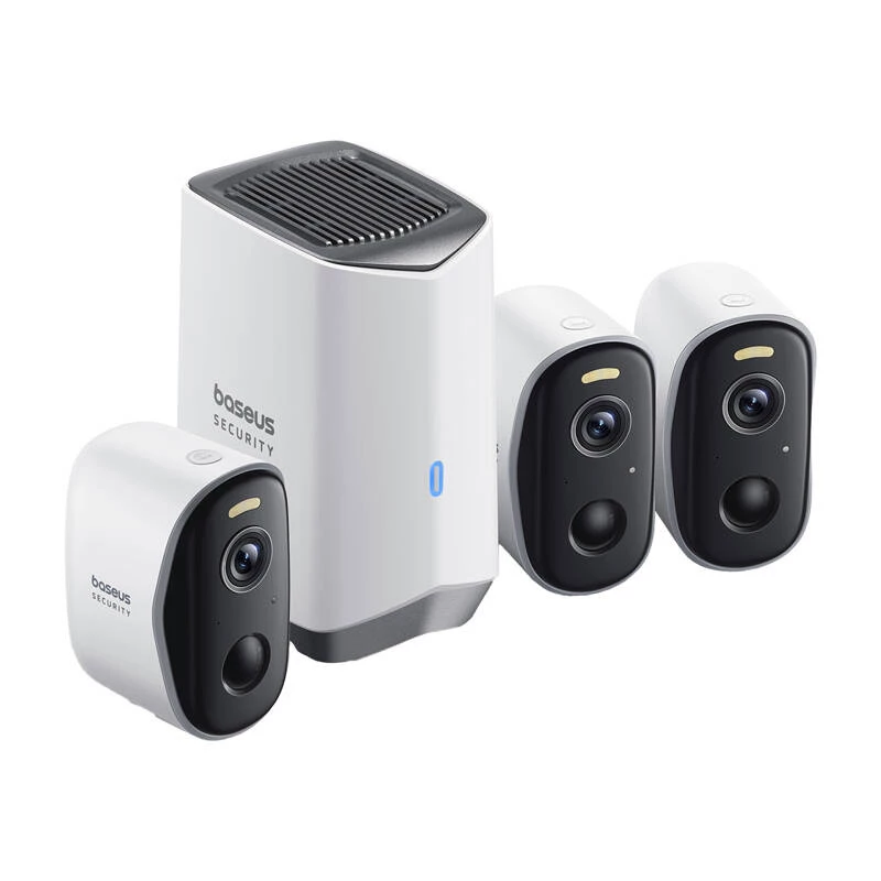 N1 Baseus Câmara exterior 2K conjunto de 3 unidades (branco)
